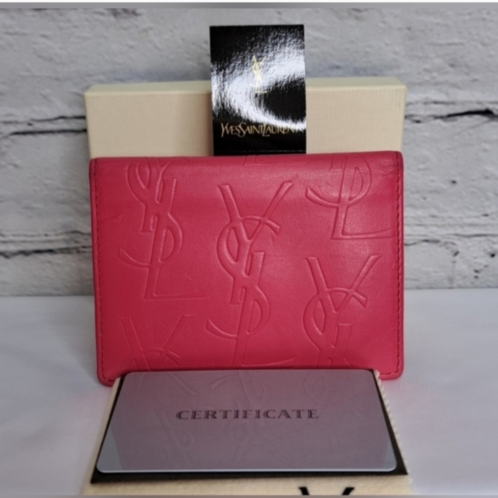 YVES SAINT LAURENT 'YSL' EMBOSSED LEATHER CARD HOLDER FULL IÑCLUSION